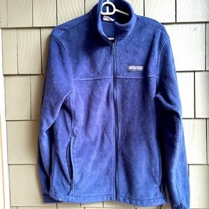 Men’s Columbia Fleece Full zip Jacket in Navy Blue with pockets.